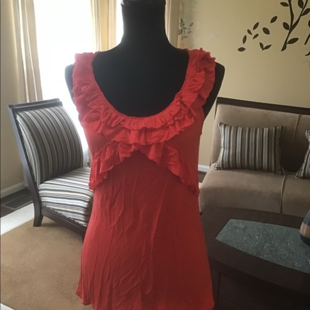 Tangerine Orange Ruffle Tank Top